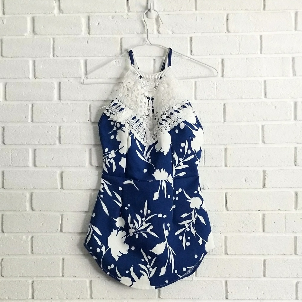 Blue/White Floral Crochet dress