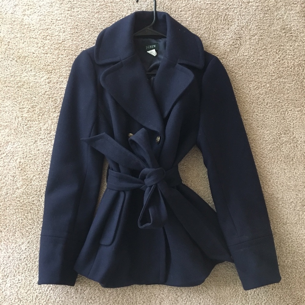 JCrew 100% Wool Pea Coat Navy Size 6