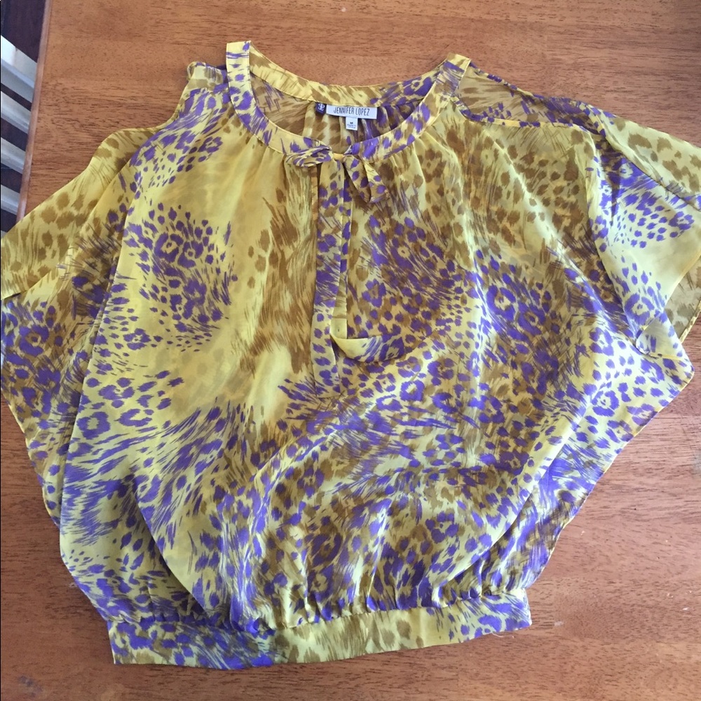 *******SOLD*****Purple and yellow cheetah blouse.