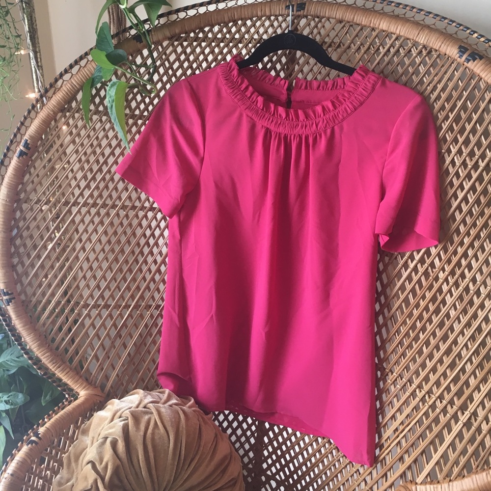 J Crew Factory Ruffle Neck Blouse
