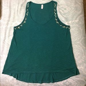 Teal Tank with jewel embellishments LG