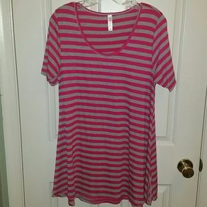 Small, Hot Pink and Gray Stripe Perfect Lularoe