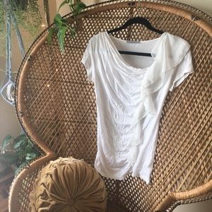Pleione Ruffled and Gathered Short Sleeve Tee
