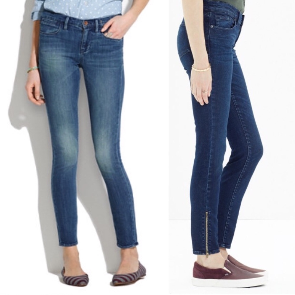 Two pairs of Madewell skinny skinny ankle jeans