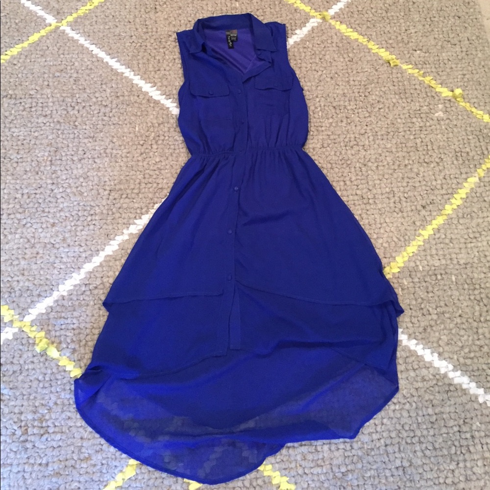 Hi Low Royal Blue Shirt Dress XS