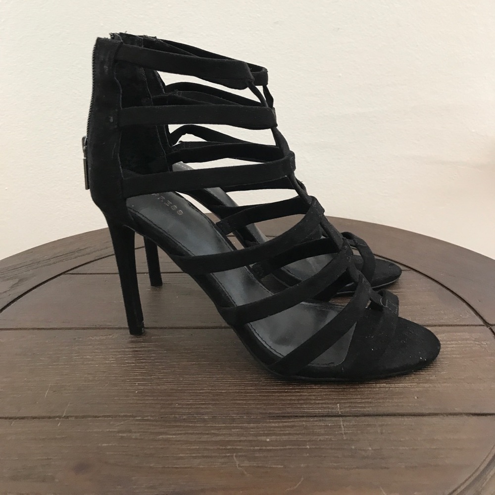 Express Black Faux Suede Heels