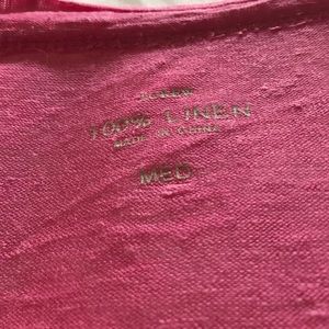 J. Crew pink linen cardigan.