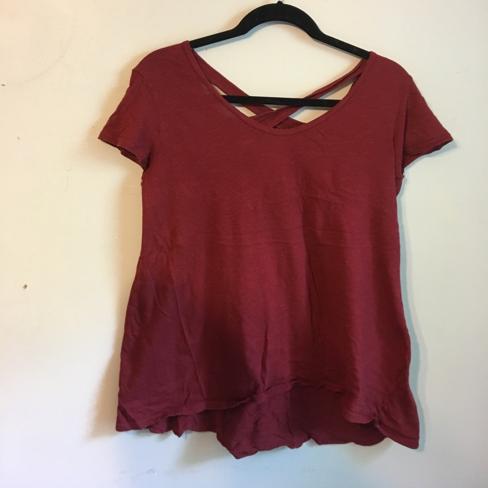 Left of Center cross-back tee