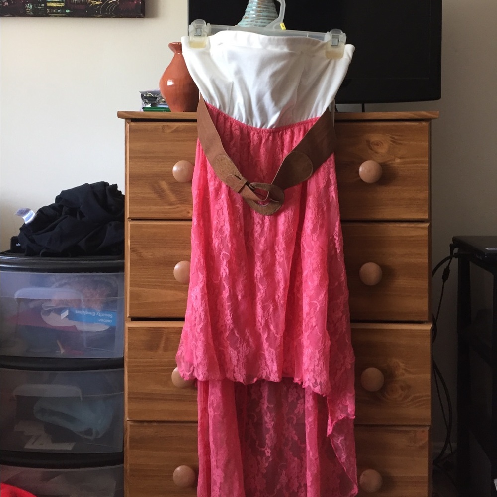 High low strapless dress