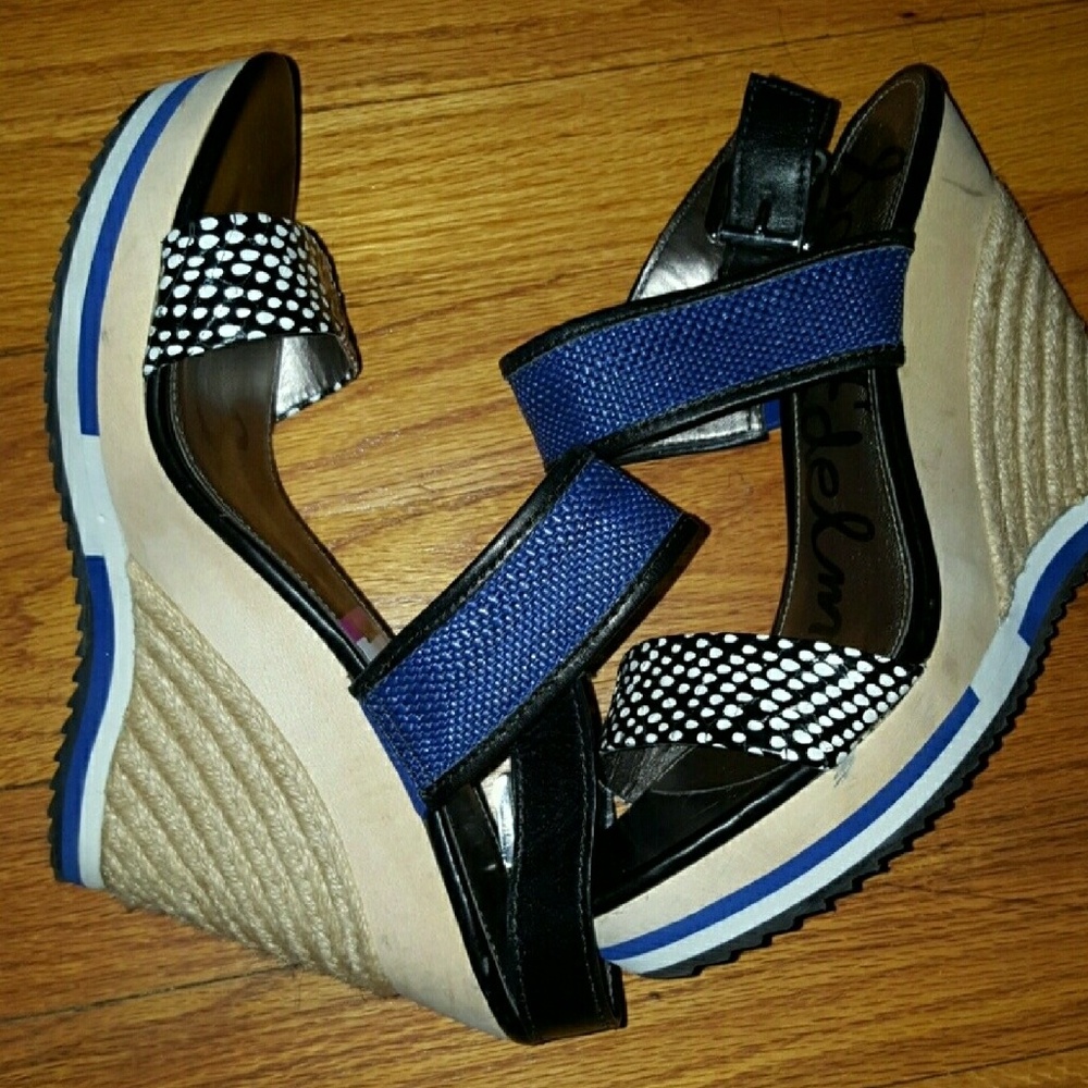 Sam Edelman Wedges. Cobalt Blue and Black.