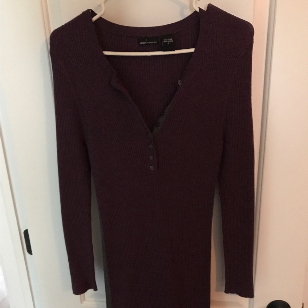 Purple & Gray Form Fitting Sweater Dress