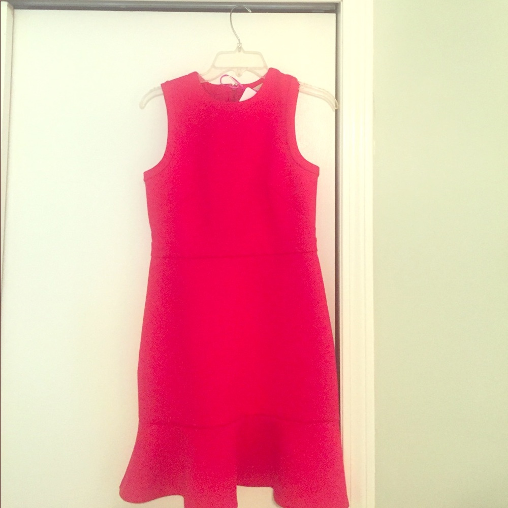 LOFT fishtail dark coral/pink dress