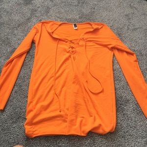 Orange lace up tee