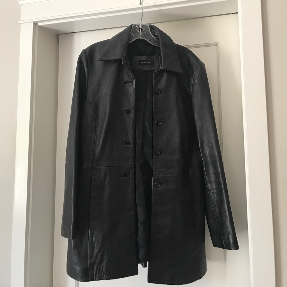 Black leather tailored jacket