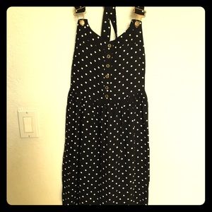 NWT Black Polka Dot Overalls Skater Dress