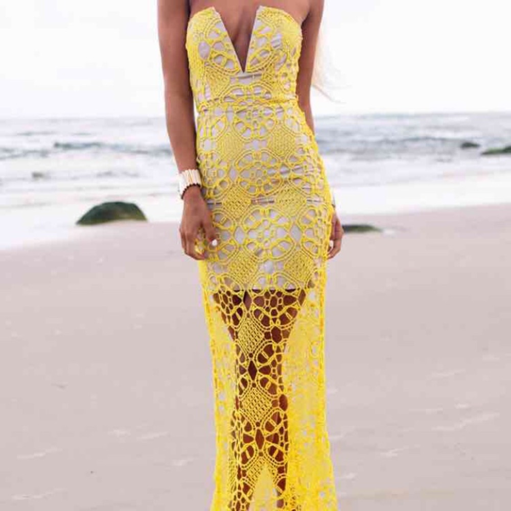 Yellow crochet SABO SKIRT Marrakech citrus dress✨