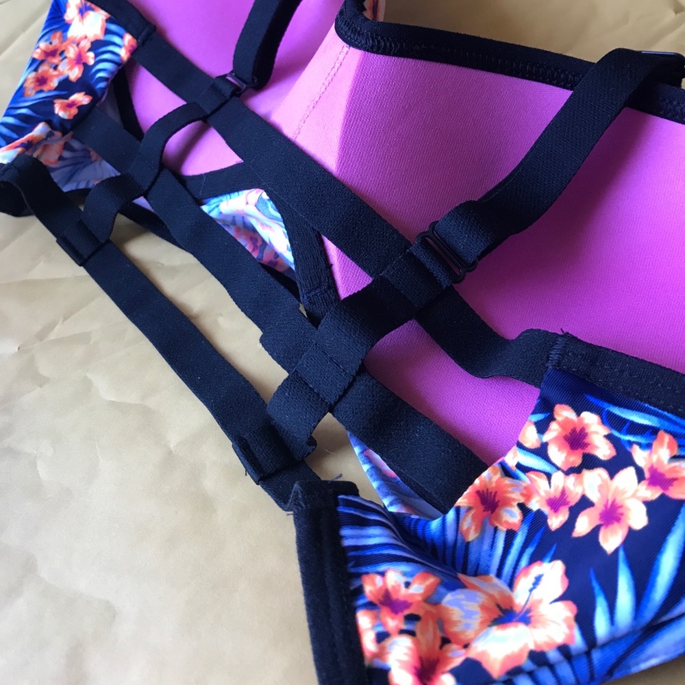 SOLD VS PINK Tropical Push Up Bralette Bikini Cage