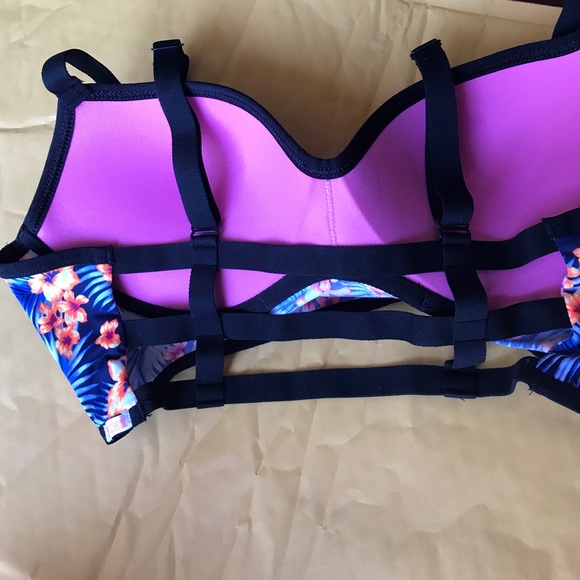 SOLD VS PINK Tropical Push Up Bralette Bikini Cage - Picture 3 of 6