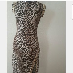 Michael Kors Side Slit Leopard Print Dress
