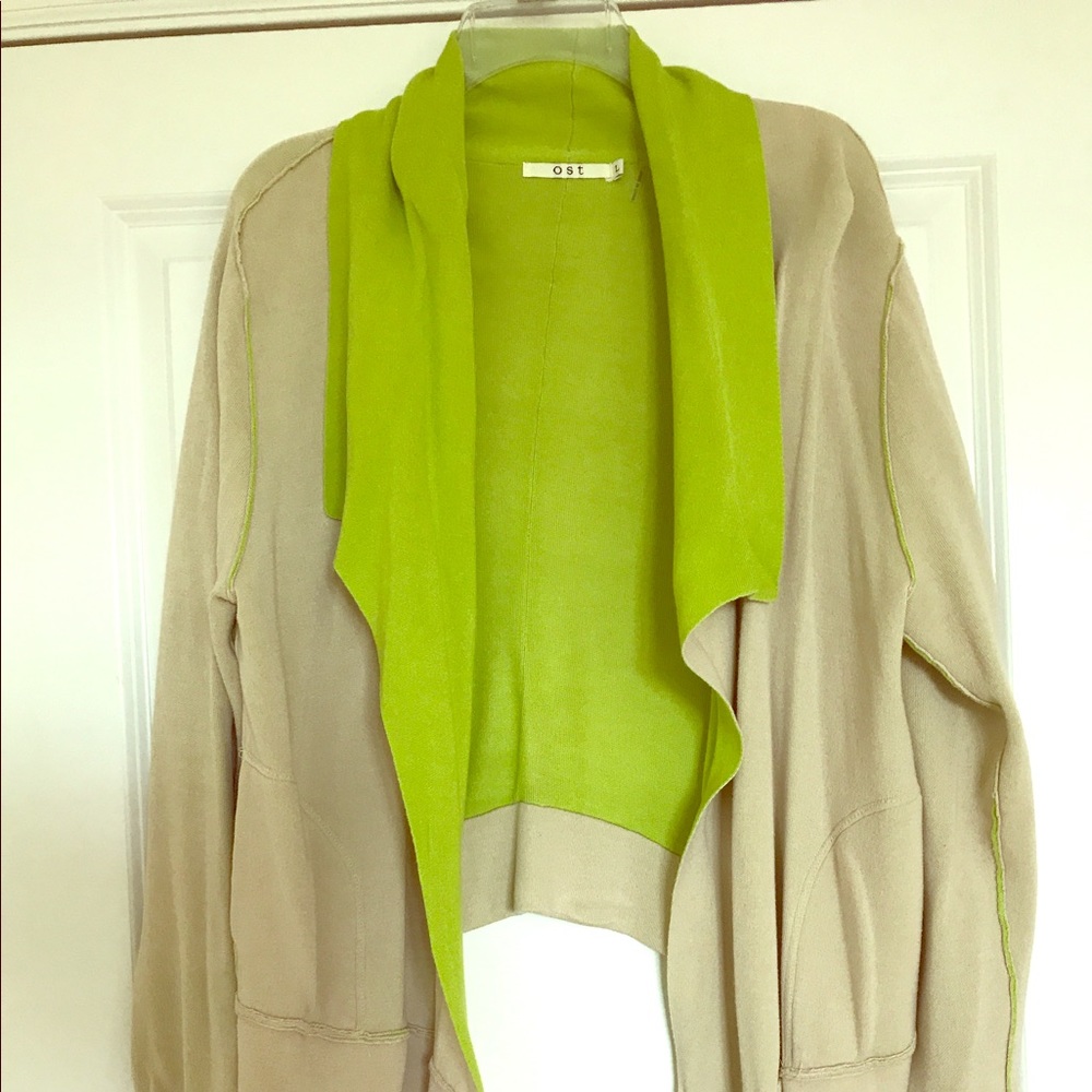 Beautiful cream/chartreuse open sweater.