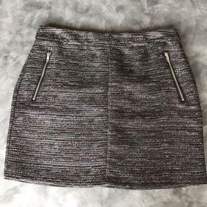 Textured Mini Skirt with Front Zippers