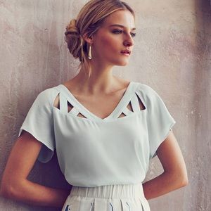Anthropologie Tri Cut top sky