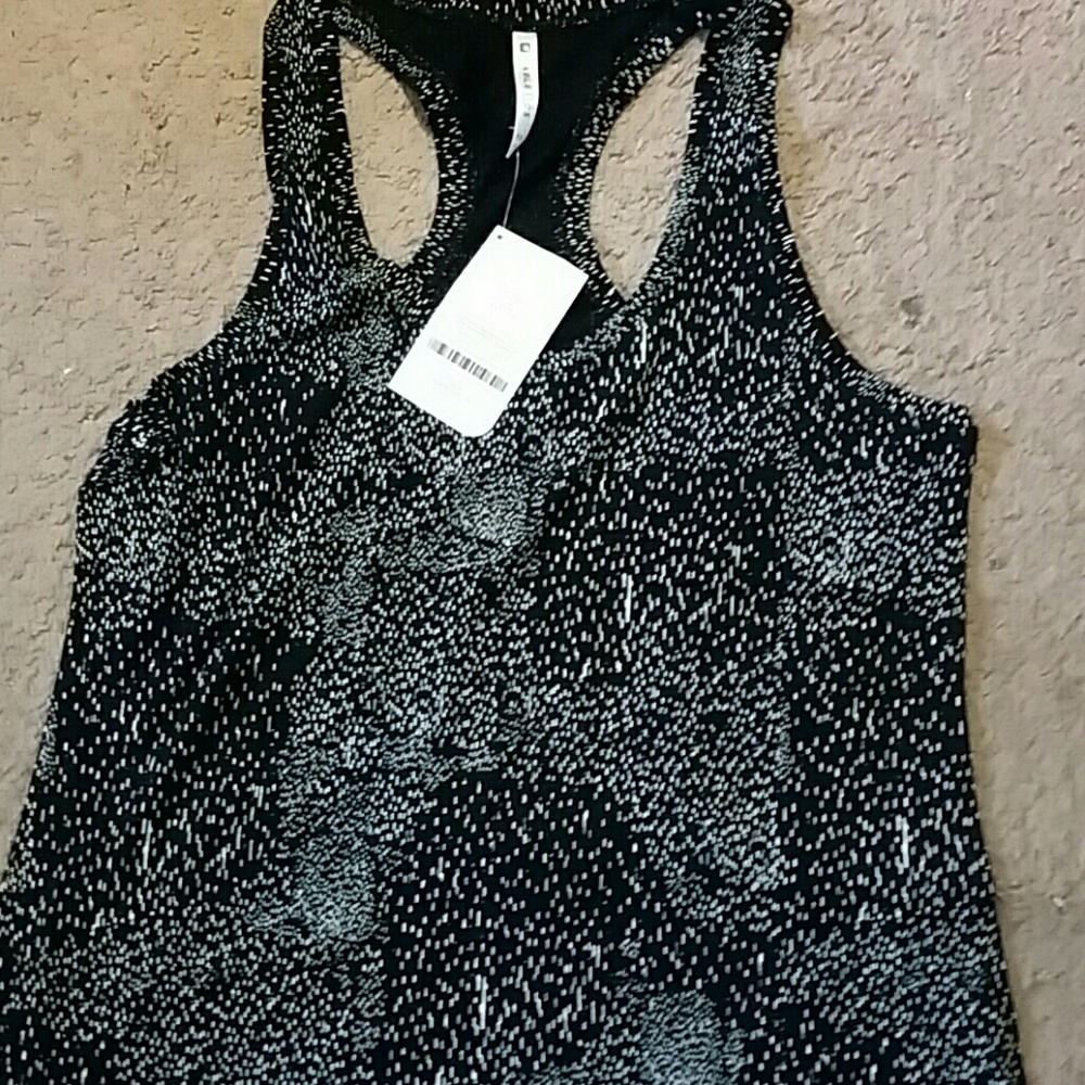 Razor back white and black out out tank top