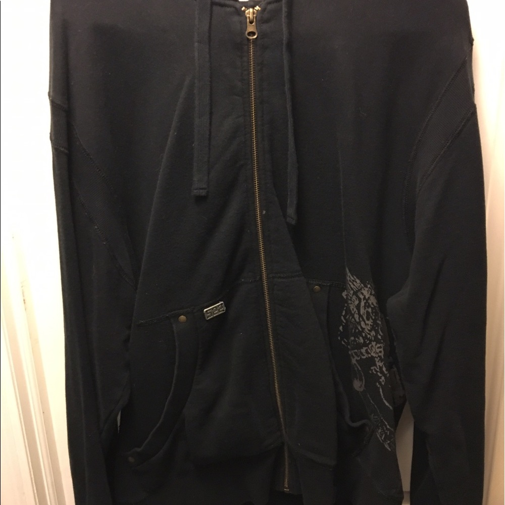 Graphic Black ZipUp Hoodie size XL