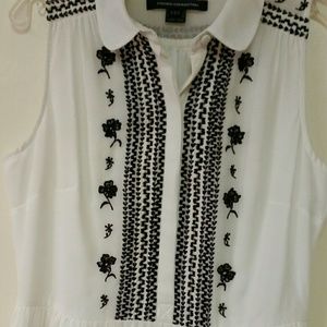 Classic White Chiffon with Black Embroidery Sz 8