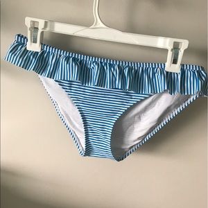 Striped white and blue bathing suit bottom
