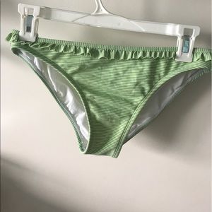 Green and white striped bathing suit bottom