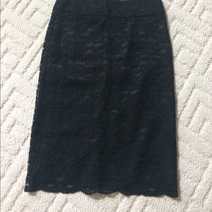 Black lace pencil skirt