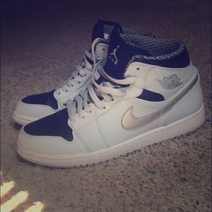 Air Jordan 1s grey black and white