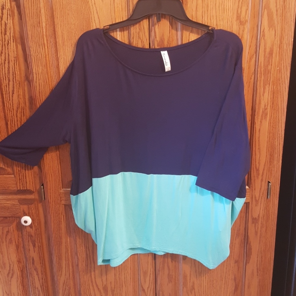 Color block half sleeve top.