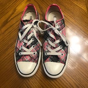 Pink Black and Blue Plaid Converse