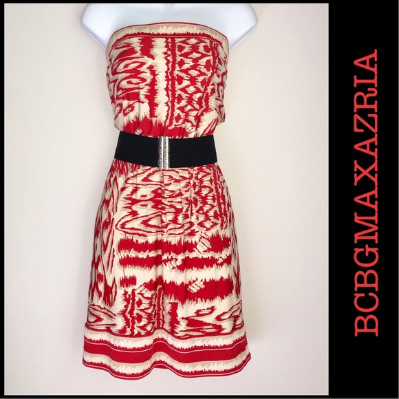 BCBGMaxAzria Dresses & Skirts - BCBGMAXAZRIA Strapless Print Dress