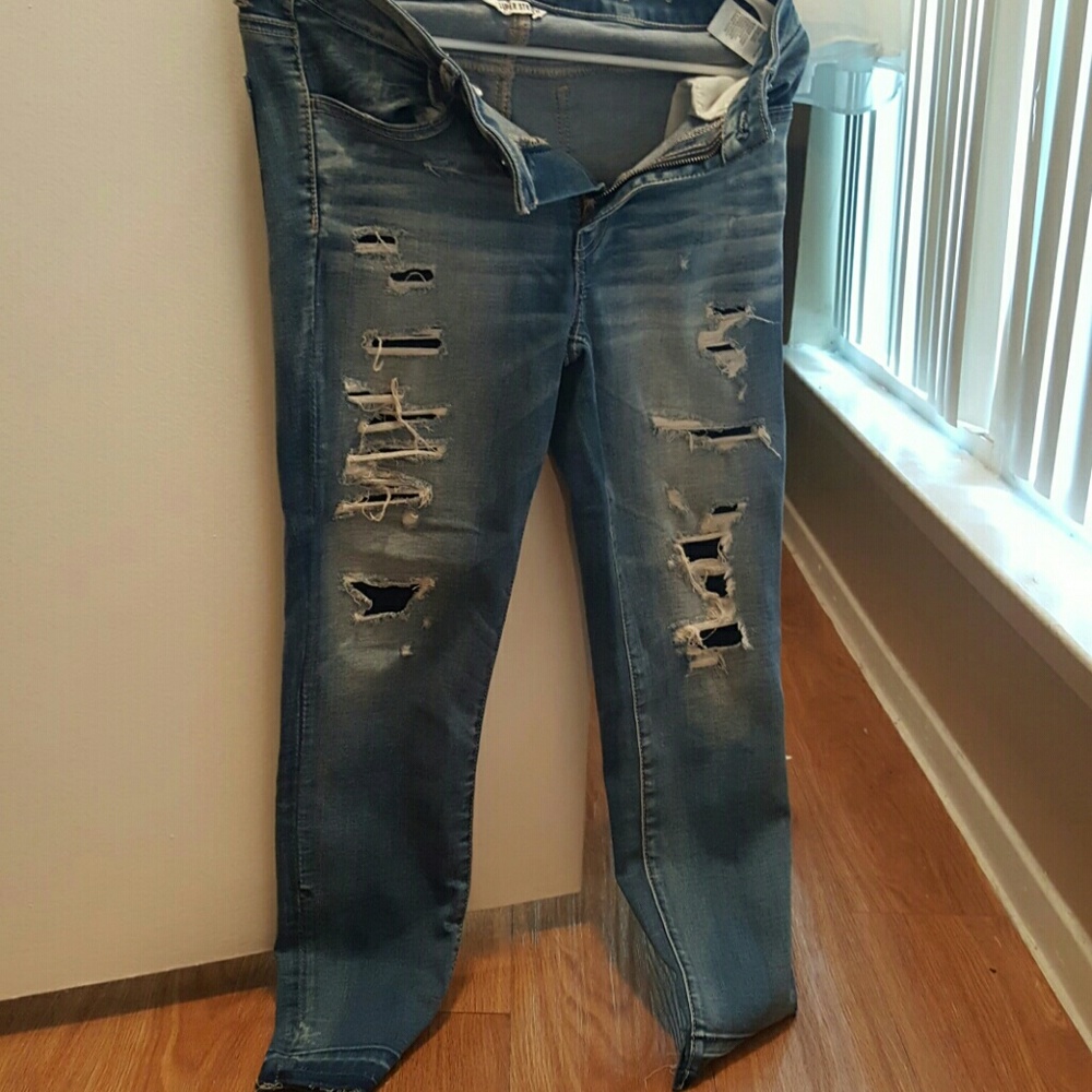 Ripped jeans..a little stretch.