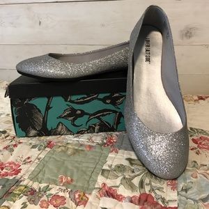 Sparkly Silver Ballet Flats
