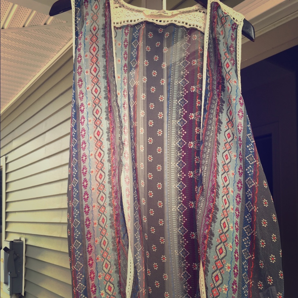 Long open vest type jacket