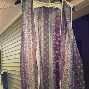 Long open vest type jacket