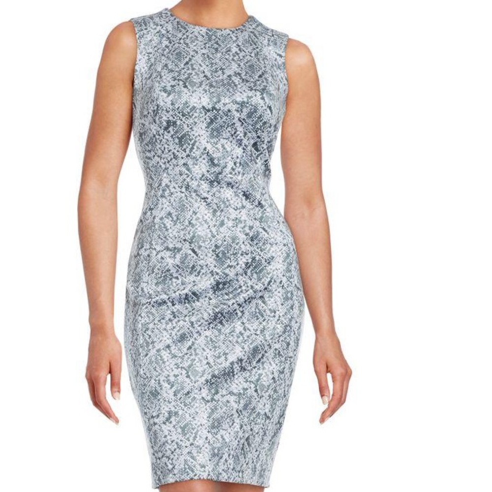 Women's Blue Python Print Sheath Dress. Great summer wedding dress