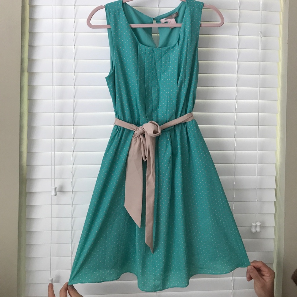 Green/Tan Polka Dot Dress