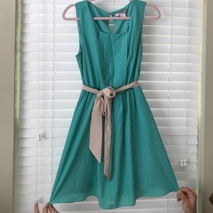 Green/Tan Polka Dot Dress