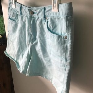 High waisted light blue shorts