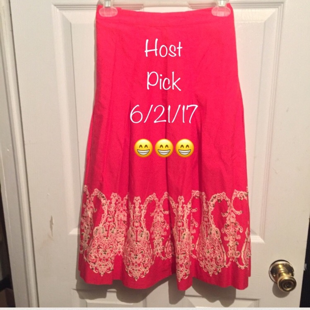 Coral skirt with gold sequins