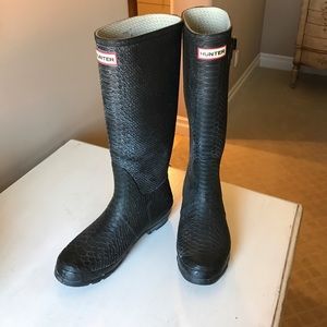 Limited edition snakeskin look Hunter rain boots