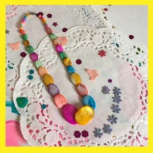 This is a pretty multicolored necklace.