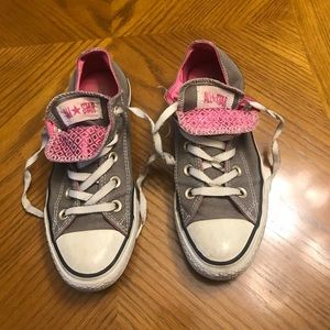 Grey and Pink Glitter Converse