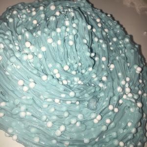Blue fluffy slime with foam balls