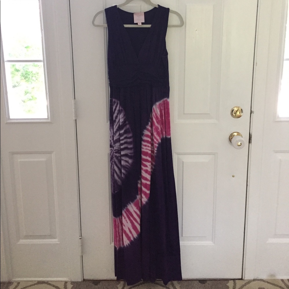 Tie dye maxi dress with sexy neckline